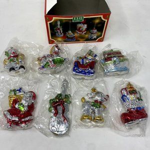 8 Vintage Assorted Christmas EHI Brand Plastic Ornaments